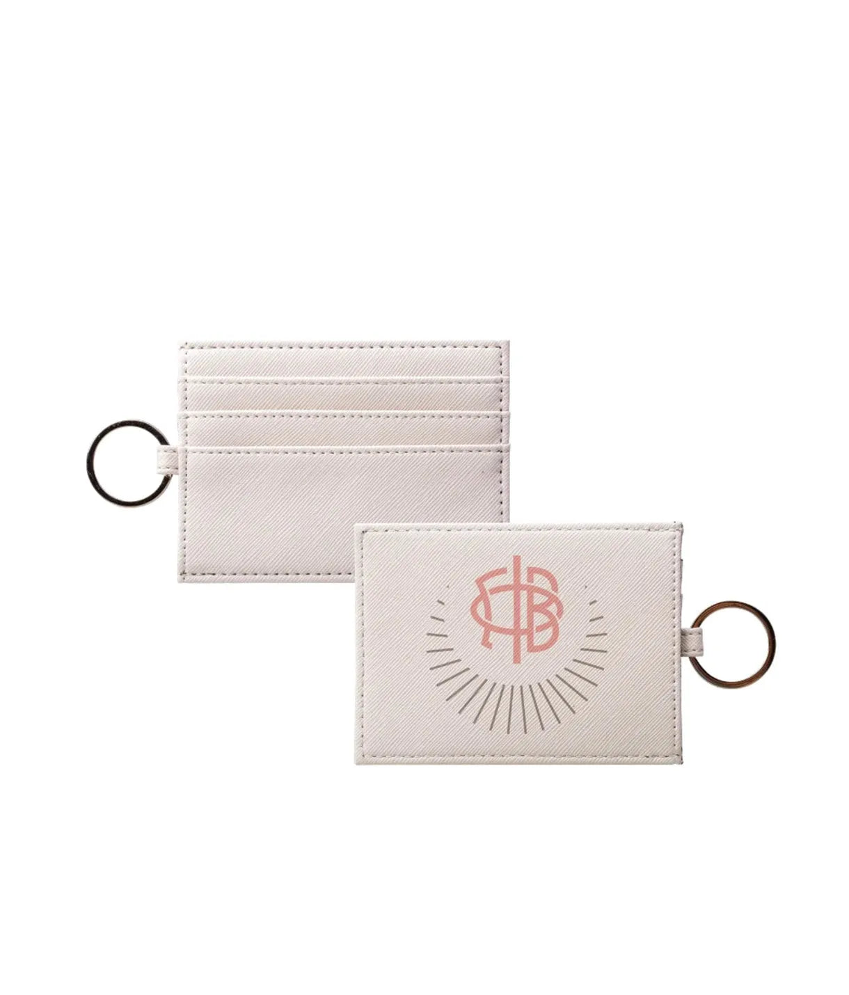 Gamma Phi Beta Vegan Saffiano Leather Keychain Card Holder - Crescent Moon Travel Wallet