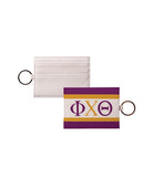 Phi Chi Theta Vegan Saffiano Leather Keychain Card Holder - Stripes