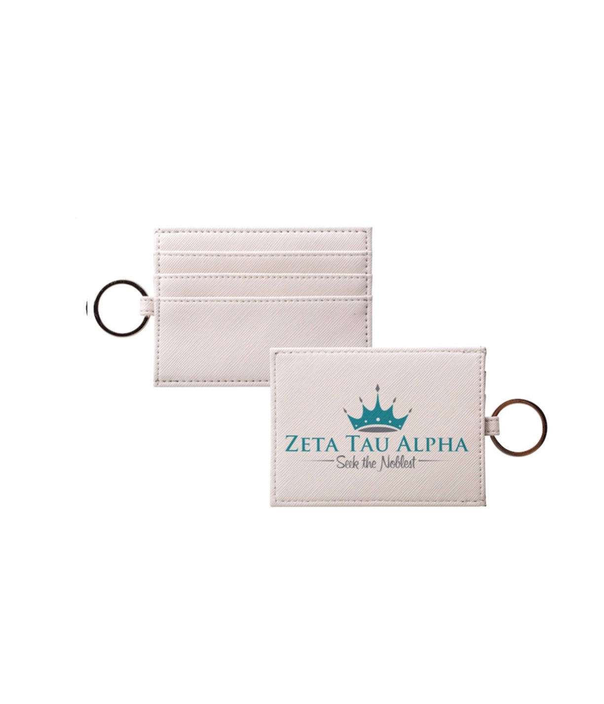 Zeta Tau Alpha Vegan Saffiano Leather Keychain Card Holder | ZTA Gifts