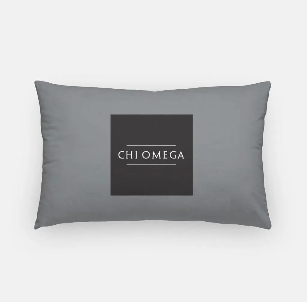 Chi Omega Lumbar Pillow Cover - Traditional Gray Pillow Covers
