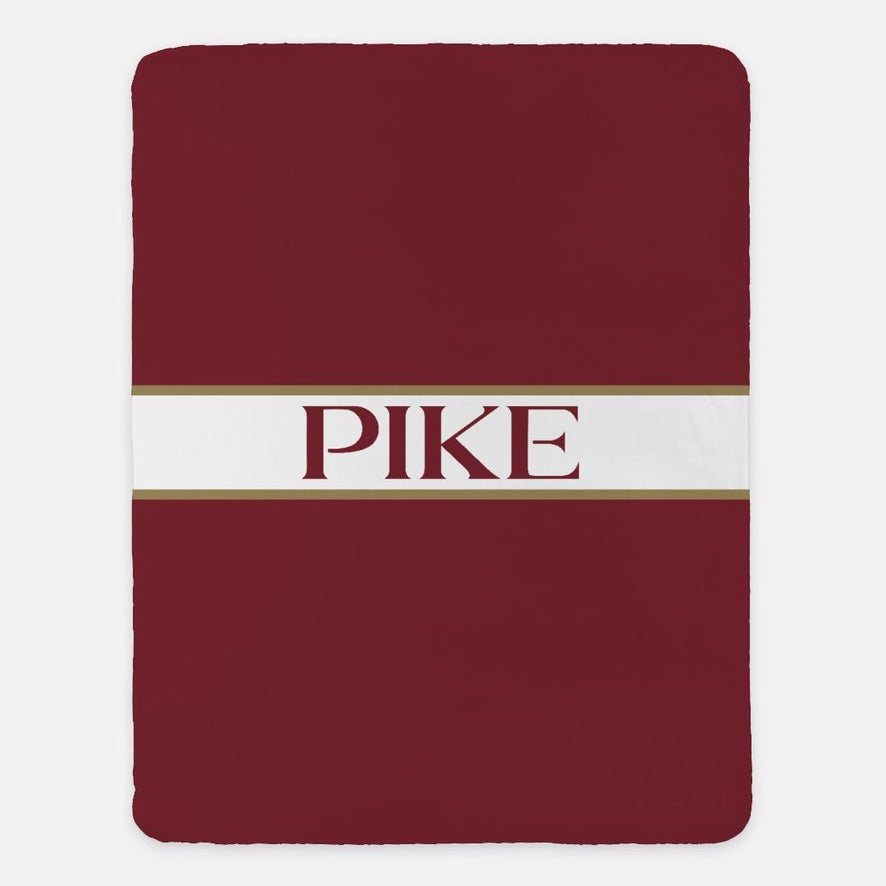 PIKE XL 60x80 Blanket - Center Band Garnet White Throw Blankets
