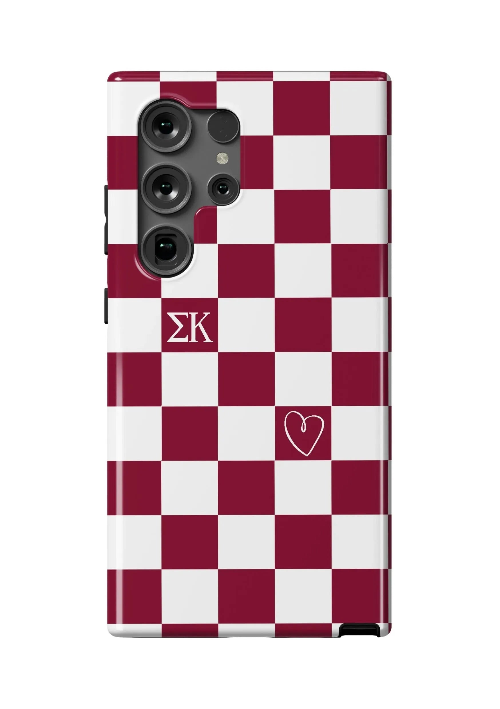 Sigma Kappa Samsung Galaxy 24, 23 Mobile Phone Case - Maroon Check Gloss Mobile Phone Cases