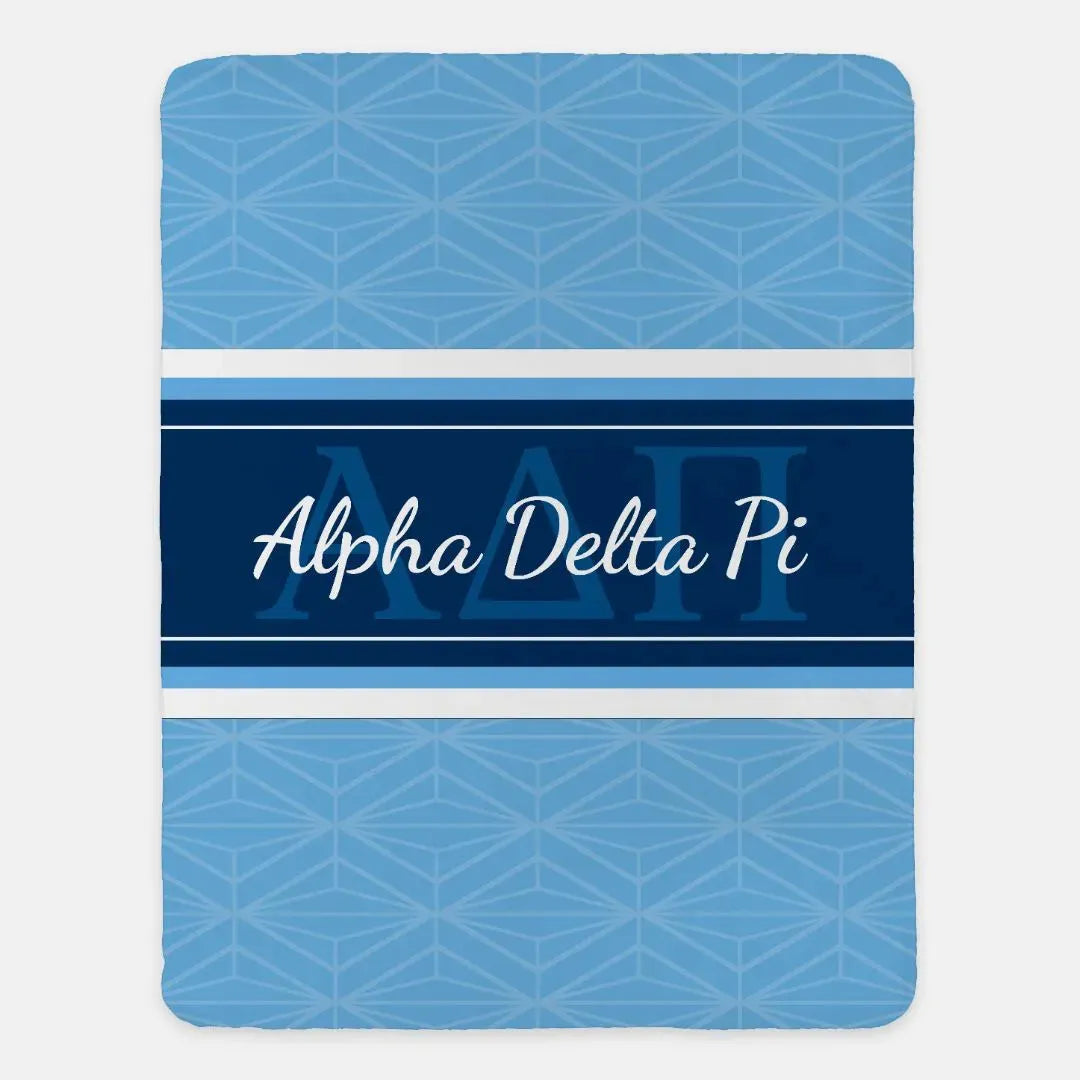 Alpha Delta Pi XL 60x80 Sherpa Throw Blanket - Midnight Horizon Diamond Throw Blankets