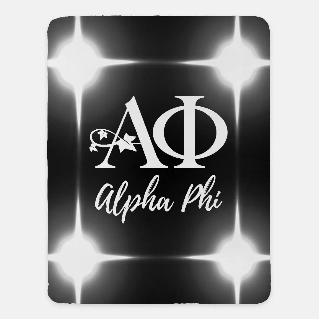 Alpha Phi XL 60x80 Sherpa Blanket - Black Flashing Lights | APhi Gifts