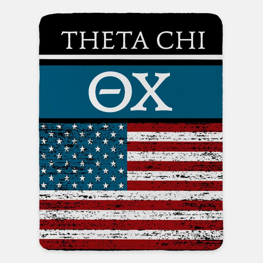 Theta Chi XL 60x80 Sherpa Blanket - American Flag Default Title Throw Blankets