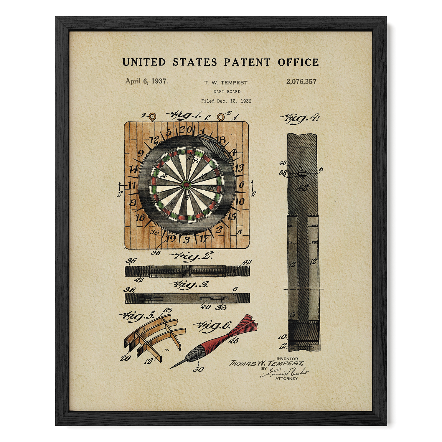 Dartboard US Patent Print | Dorm Decor for Guys Room | Wall Art