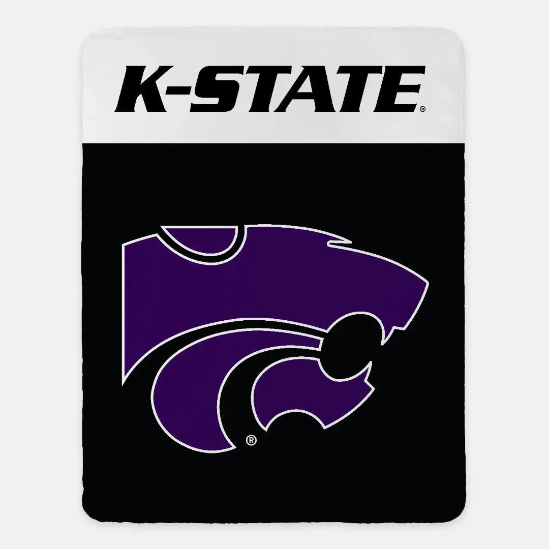 K-STATE -XL 60x80 Sherpa Throw Blanket Purple Powercat - Wide Band Throw Blankets