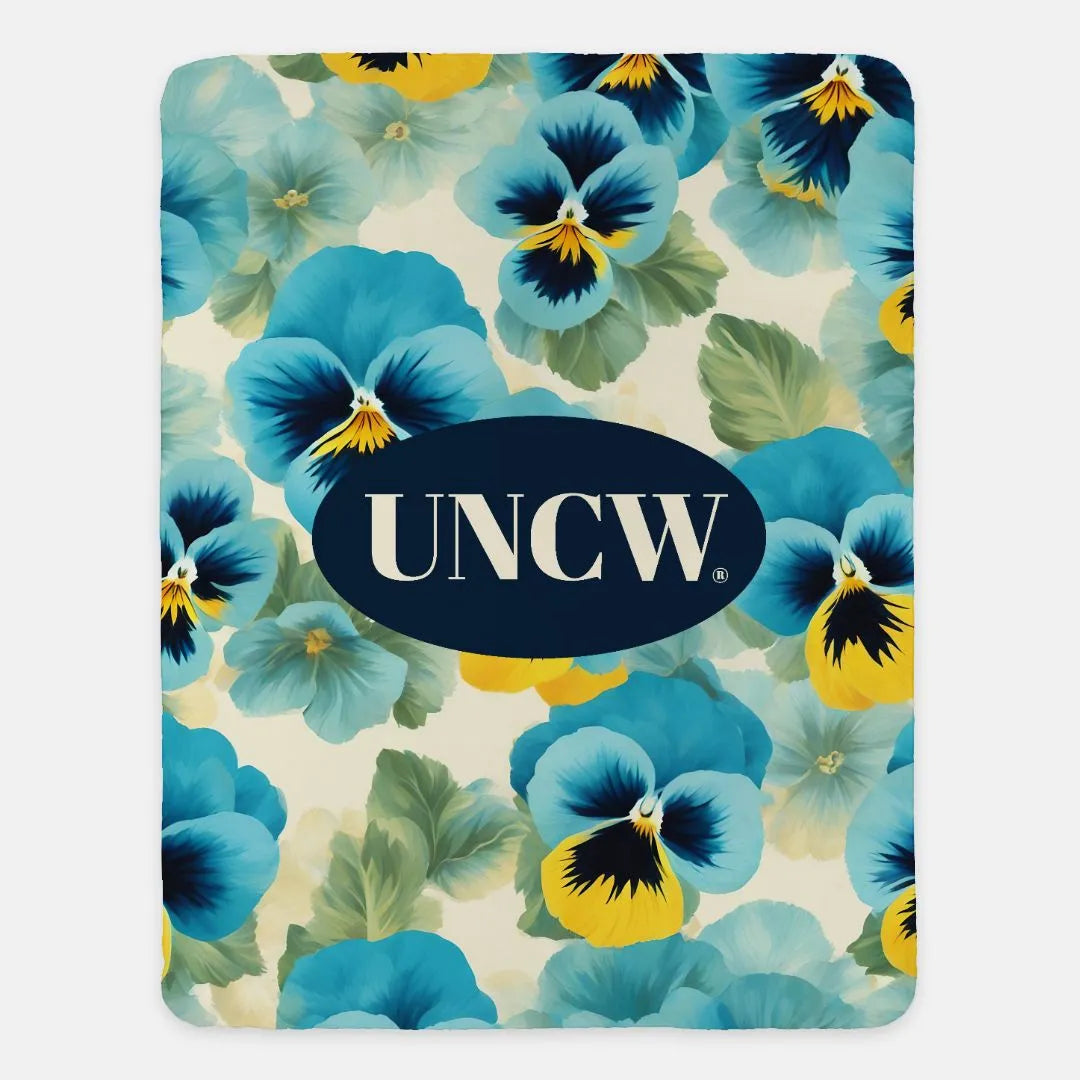 UNCW Sherpa Blanket - 60"x80" - Pansies | Official Gift Shop