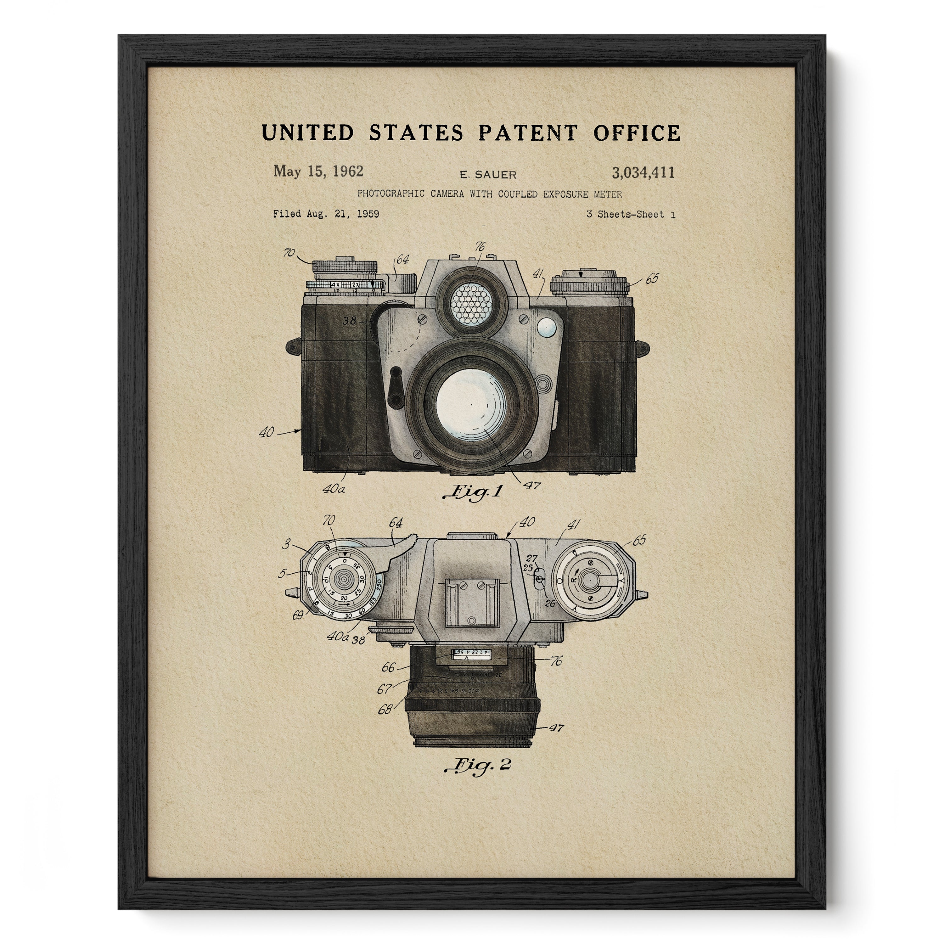 Modern Camera US Patent Wall Print | Dorm Decor | Wall Art