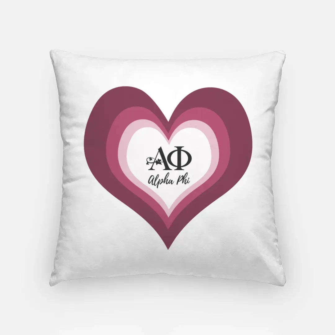 Alpha Phi 18" Throw Pillow Cover - Heart Pillow Covers