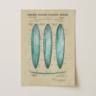 Surfboards US Patent Wall Art Print | Coastal Theme Dorm Decor - Campus Greek Fit