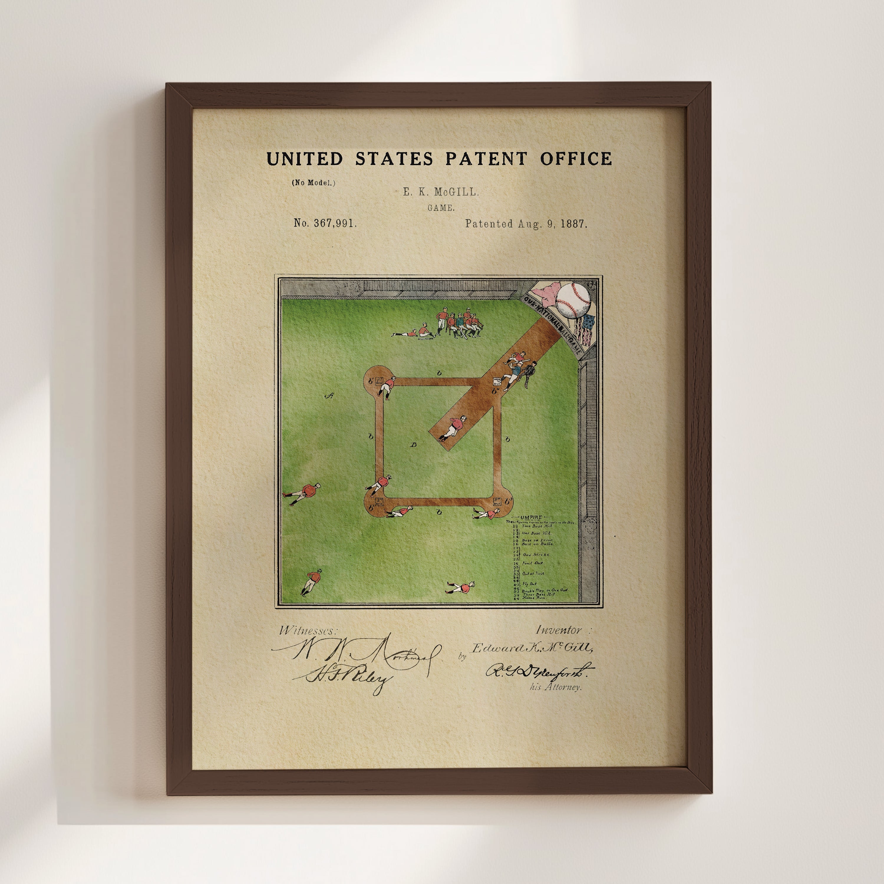 Baseball Field US Patent Art Print | Sports-Themed Dorm Decor | Campus Greek Fit