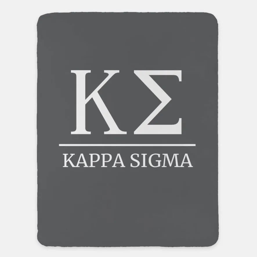 Kappa Sigma XL 60x80 Sherpa Throw Blanket Dark Gray Throw Blankets