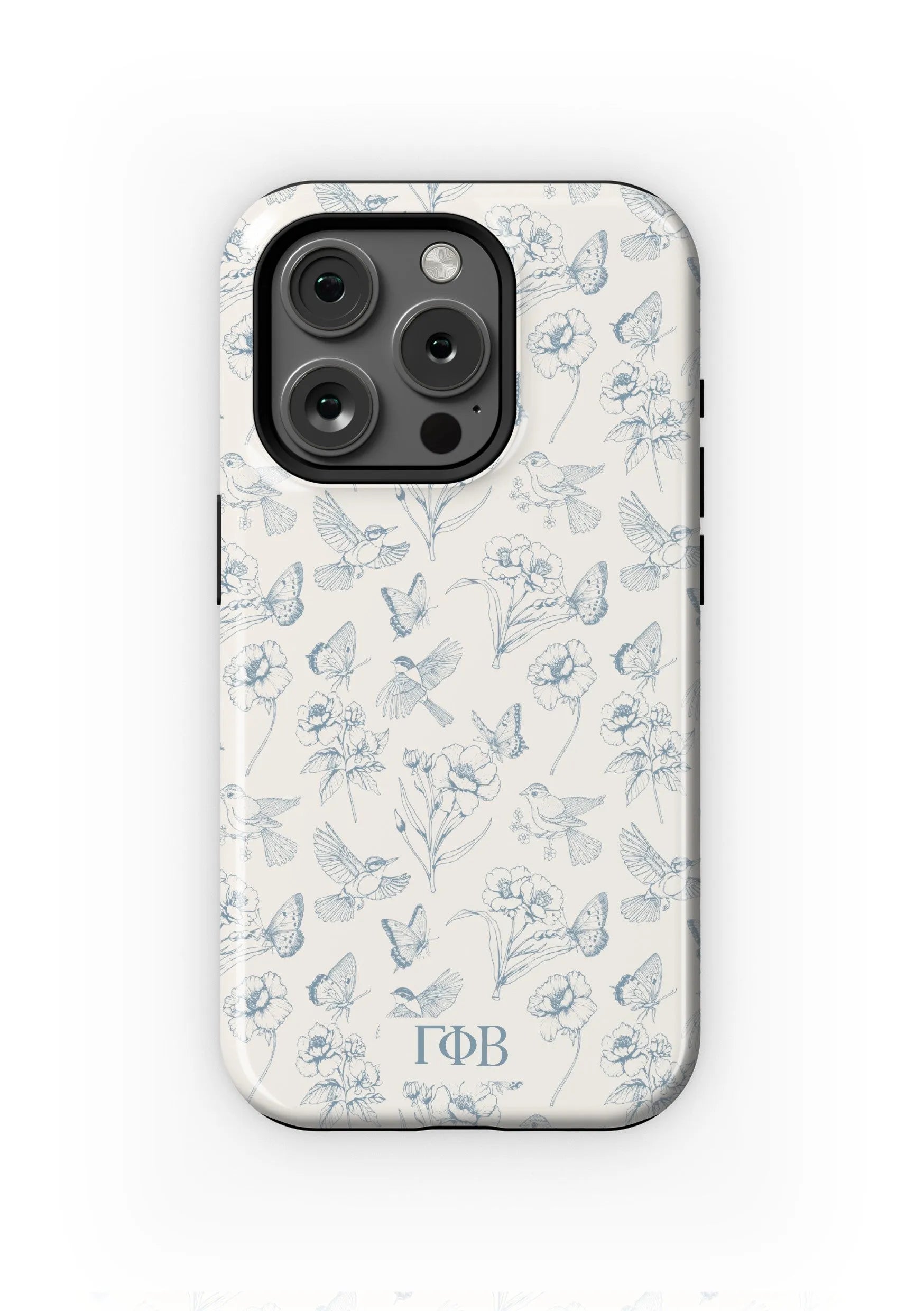Gamma Phi Beta iPhone 16, 15, 14 Mobile Phone Case - Vintage Floral Gloss Mobile Phone Cases
