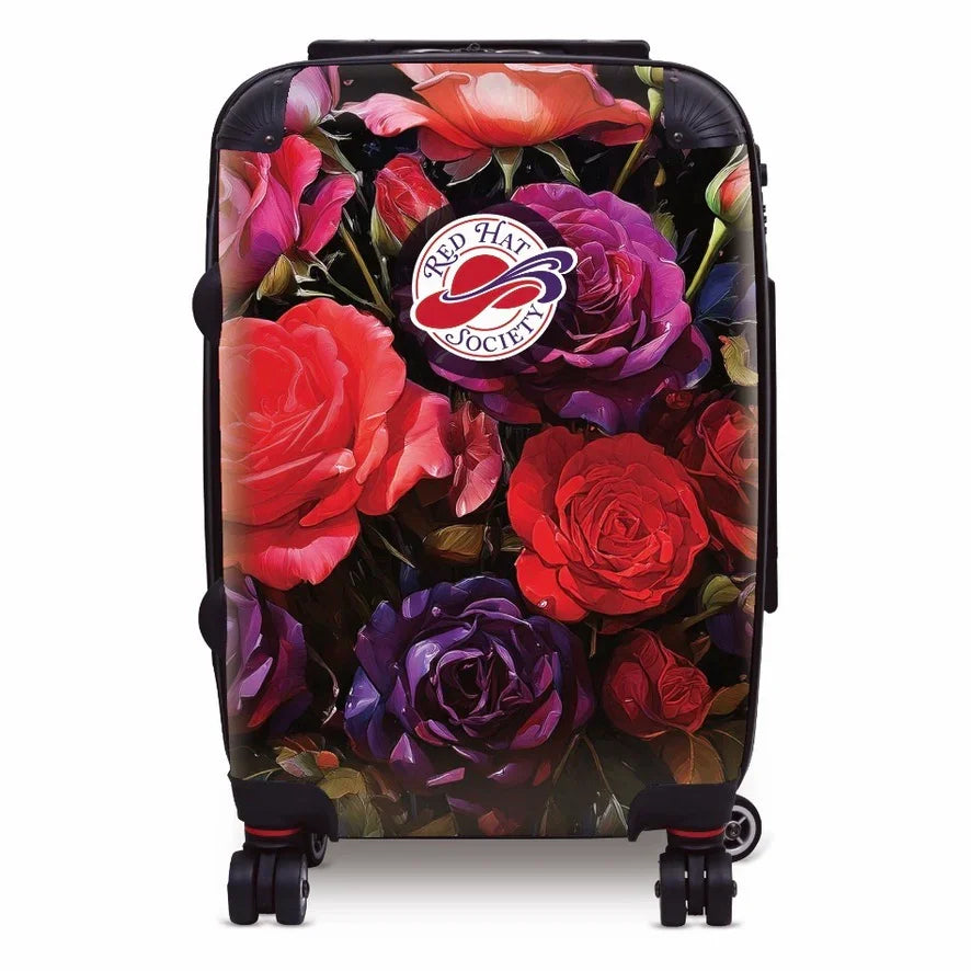 Red Hat Society Carry-on Luggage - Bold Floral Suitcases