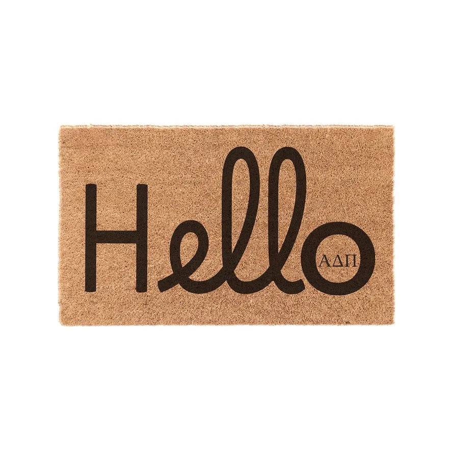 Alpha Delta Pi ADPi Coir Doormat - Hello Door Mats