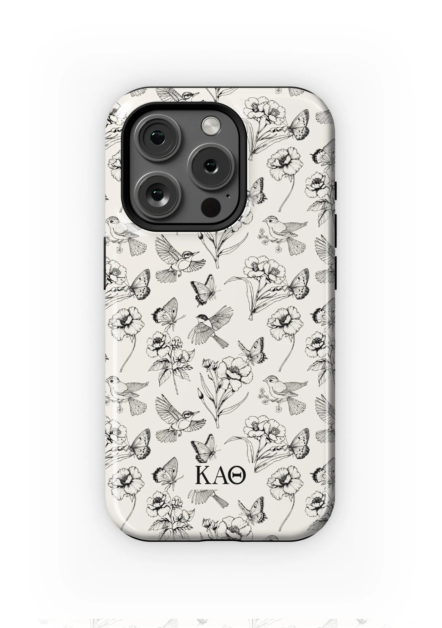 Kappa Alpha Theta iPhone 16, 15, 14 Mobile Phone Case - Vintage Floral Pattern Gloss Mobile Phone Cases