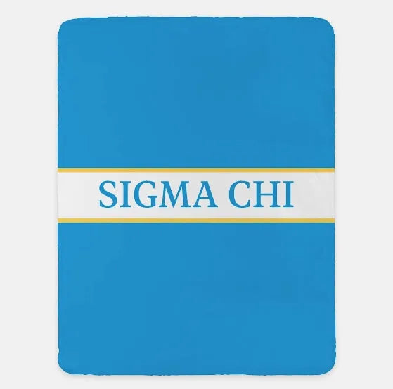 Sigma Chi XL 60x80 Blanket - Traditional Center Band Blue Gold Throw Blankets