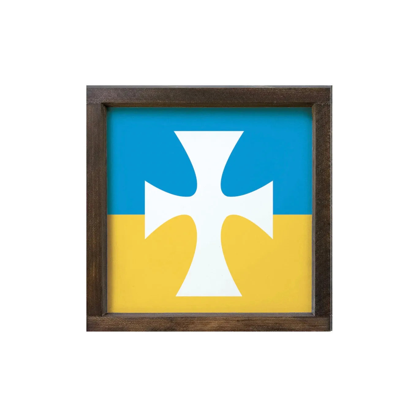 Sigma Chi 12x12 Wood Framed Sign - Flag Blue Walnut Stain Wall Art & Signs