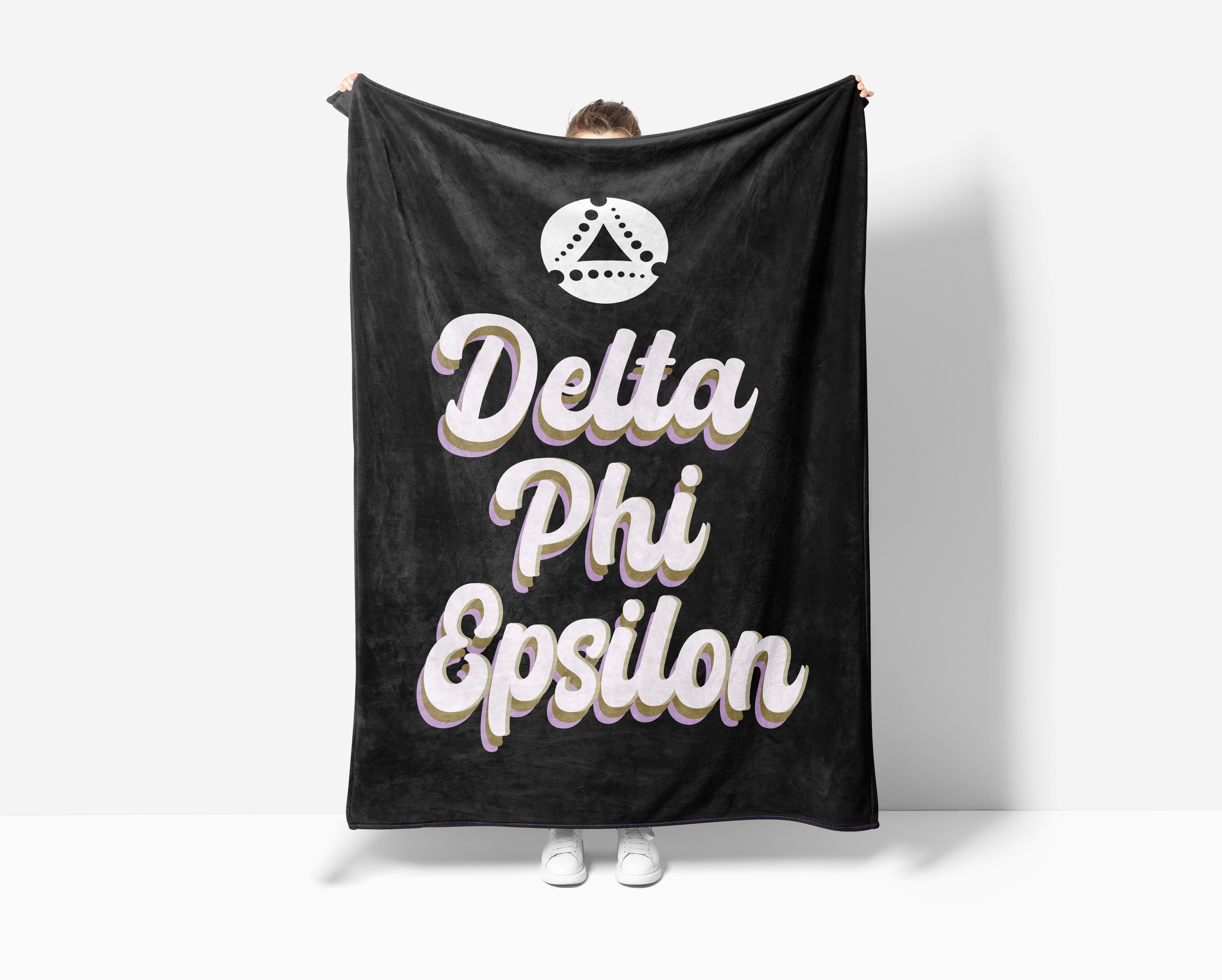 Delta Phi Epsilon Sherpa Blanket XL 60x80 Retro | Custom DPHIE Gifts