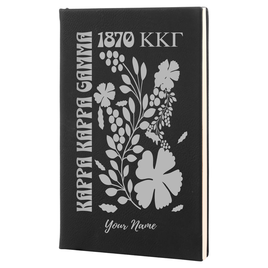 Kappa Kappa Gamma Personalized Leatherette Notebook - Retro Floral
