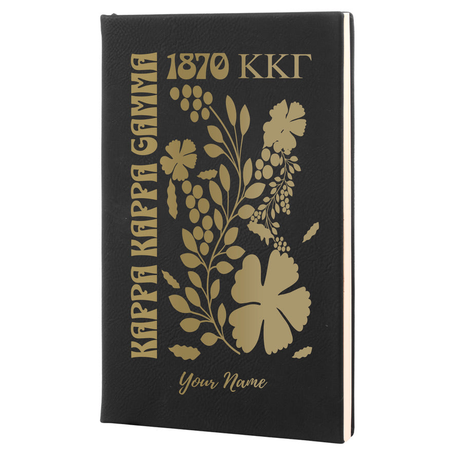 Kappa Kappa Gamma Personalized Leatherette Notebook - Retro Floral