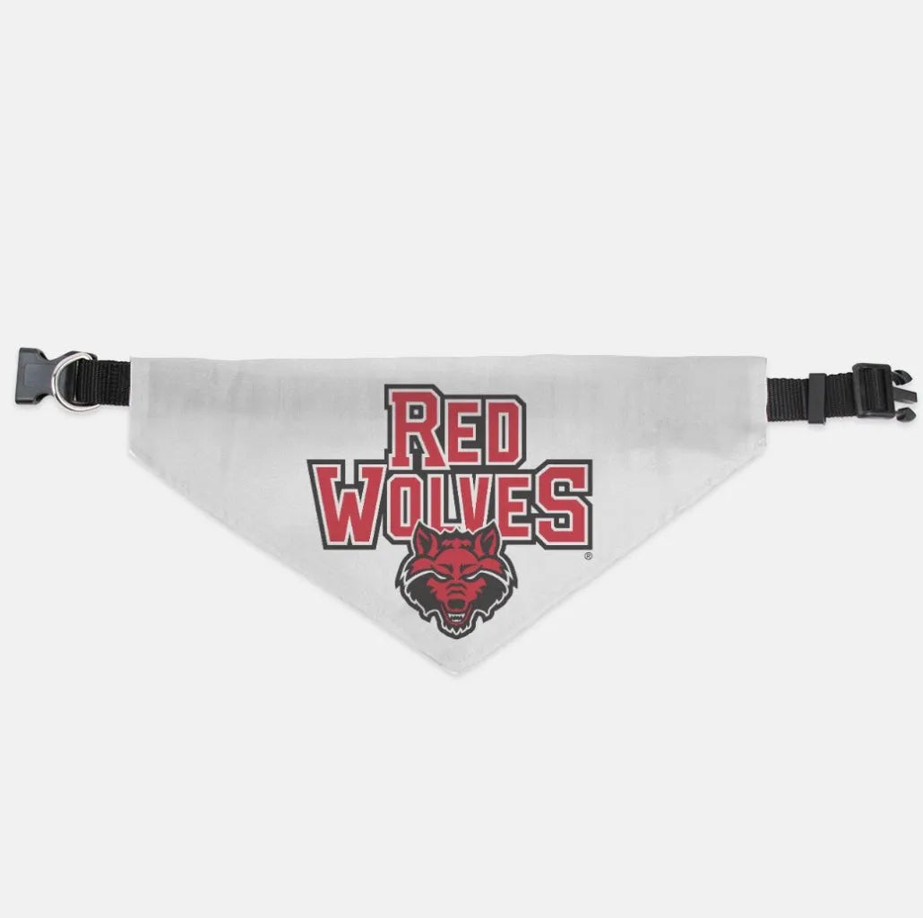 Arkansas State University Pet Bandana - White Red Wolves Pet Bandanas