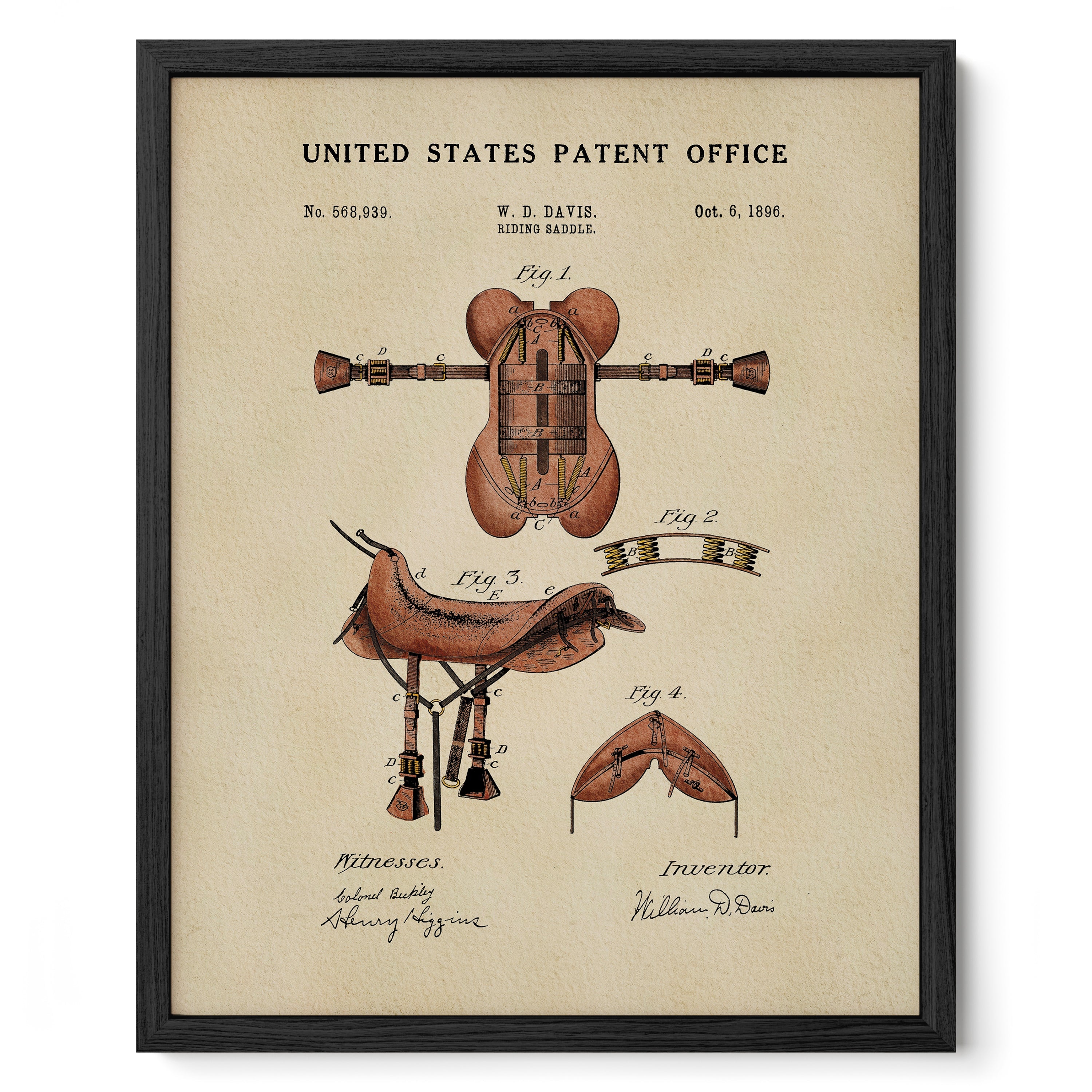 Horse Riding Saddle US Patent Art Print | Equestrian Wall Art | Dorm