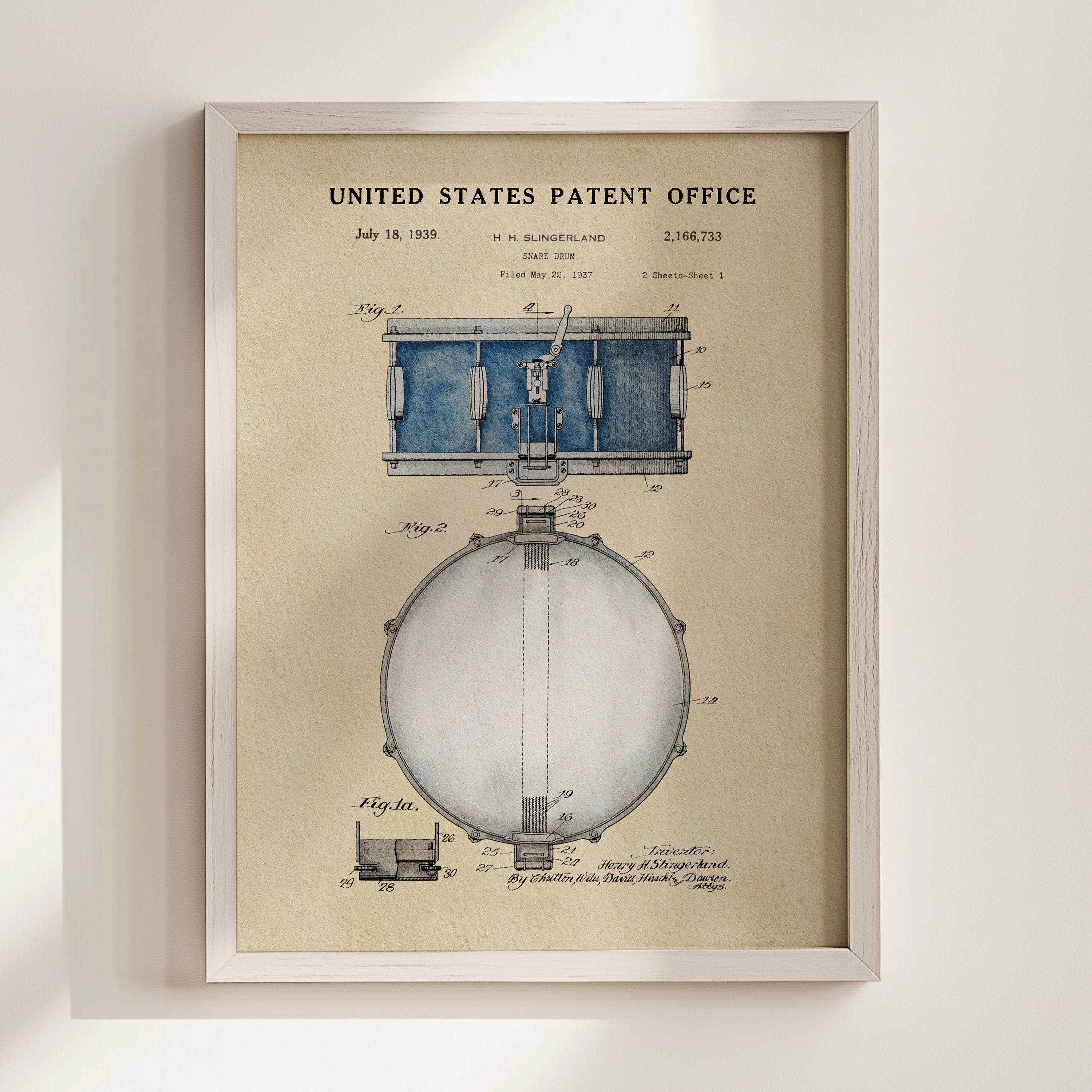 Snare Drum US Patent Art Print | Wall Art | Music-Themed Dorm Decor
