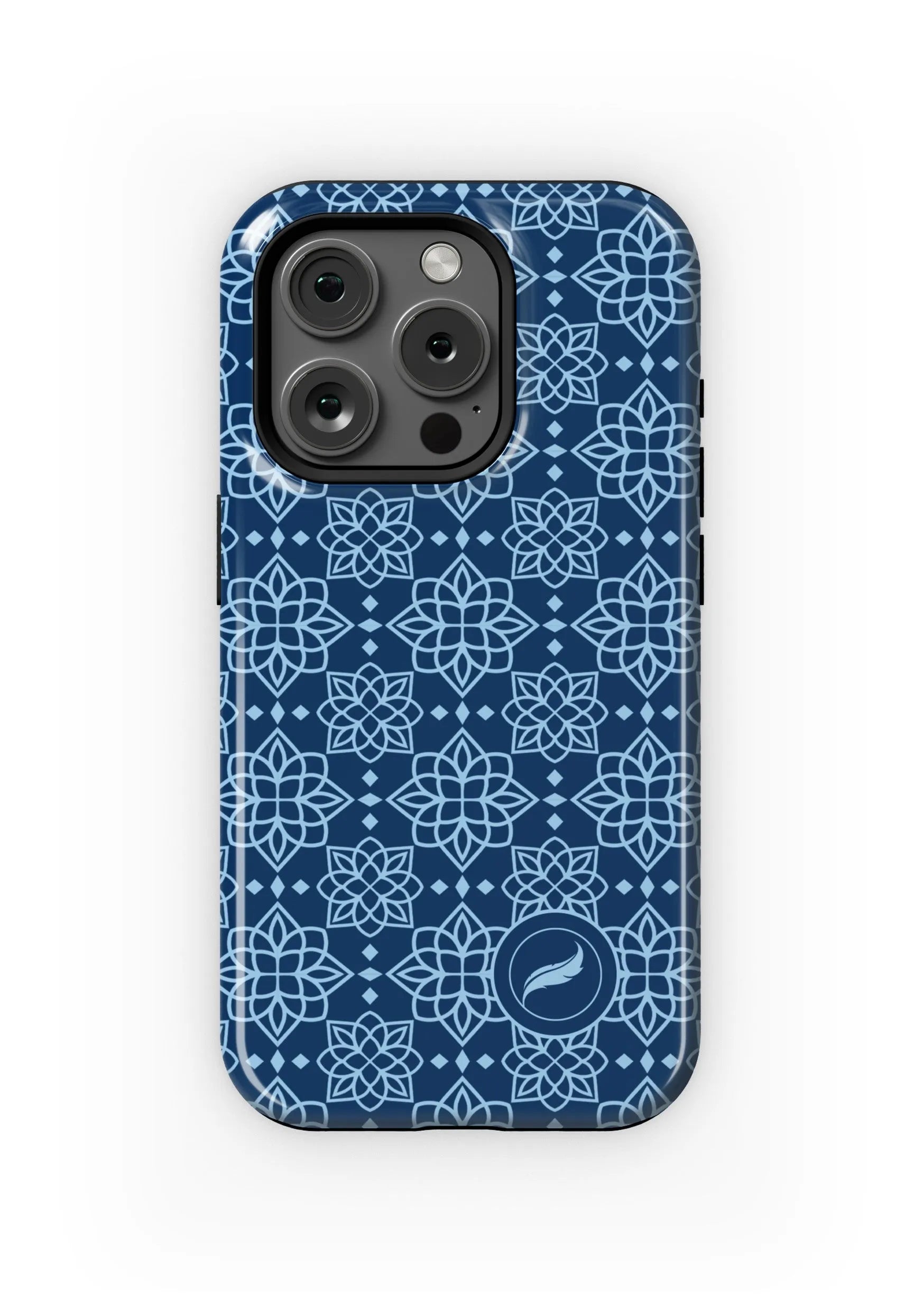 Alpha Xi Delta iPhone 16, 15, 14 Mobile Phone Case - Blue Ornate Gloss Mobile Phone Cases