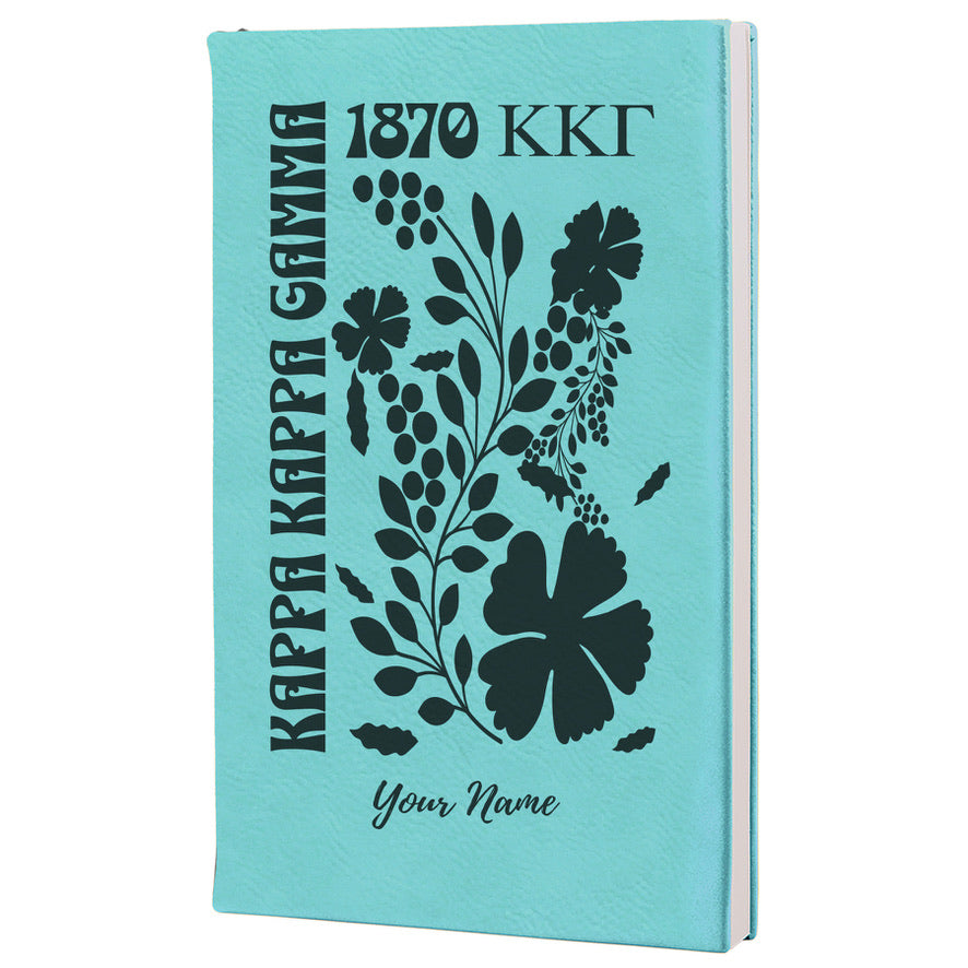 Kappa Kappa Gamma Personalized Leatherette Notebook - Retro Floral