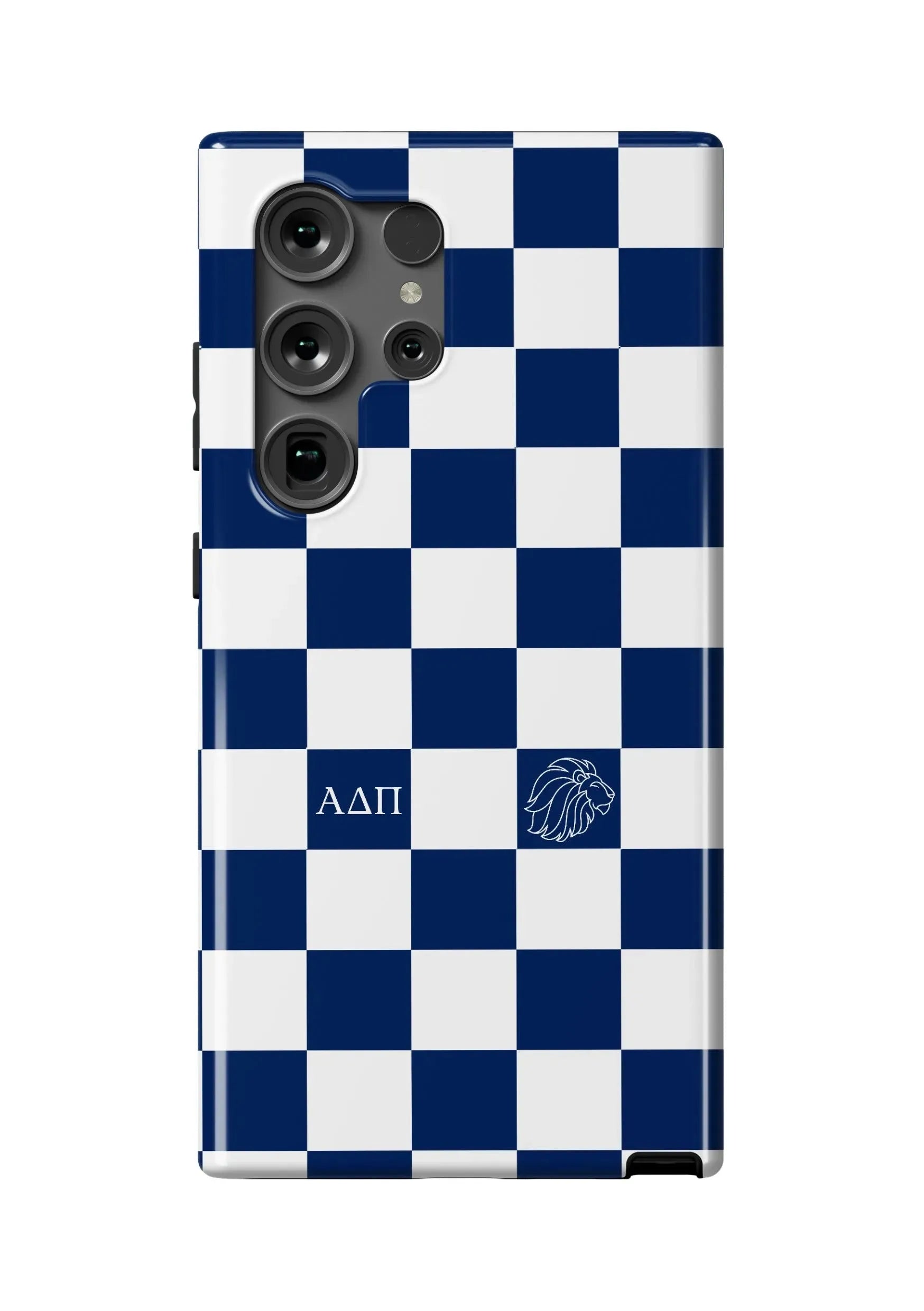 Alpha Delta Pi Samsung Galaxy 24, 23 Mobile Phone Case - Midnight Blue Check Gloss Mobile Phone Cases