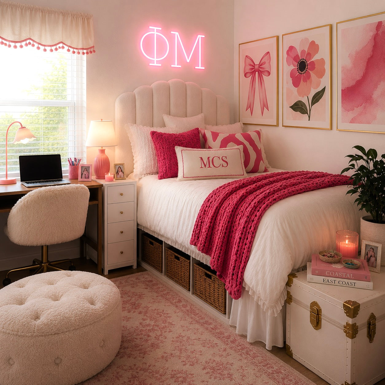 Phi Mu Sorority Greek Letters LED Neon Sign | Dorm Decor | Wall Art