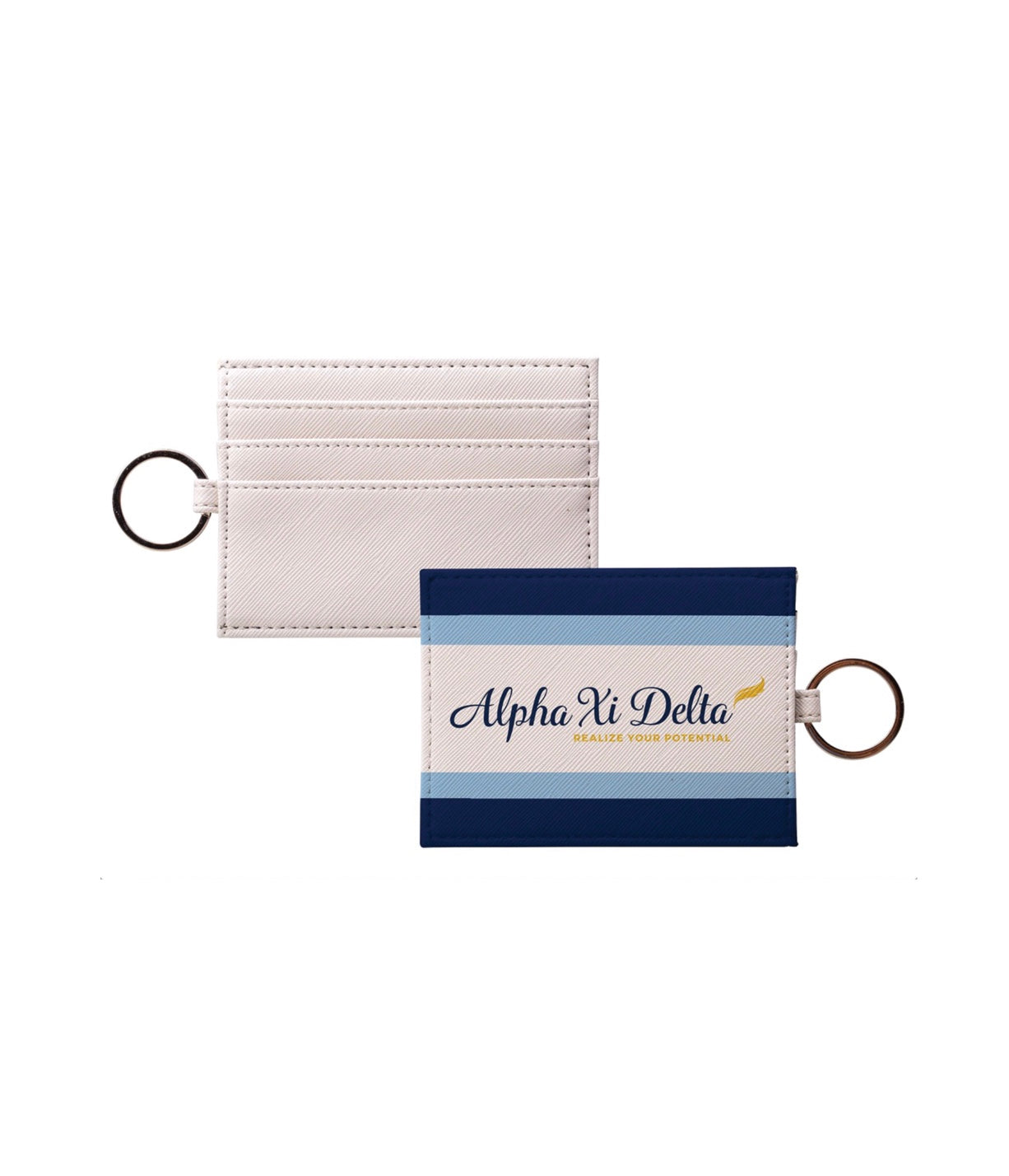 Alpha Xi Delta Vegan Saffiano Leather Cardholder - Stripes | Gifts