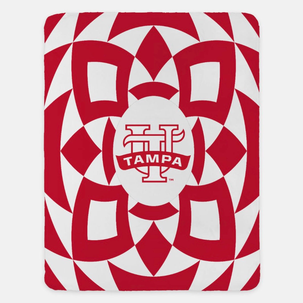 University of Tampa Sherpa Blanket XL 60x80 Red Tribal | Gifts | UTampa Merch.| Festive Fit Heme

