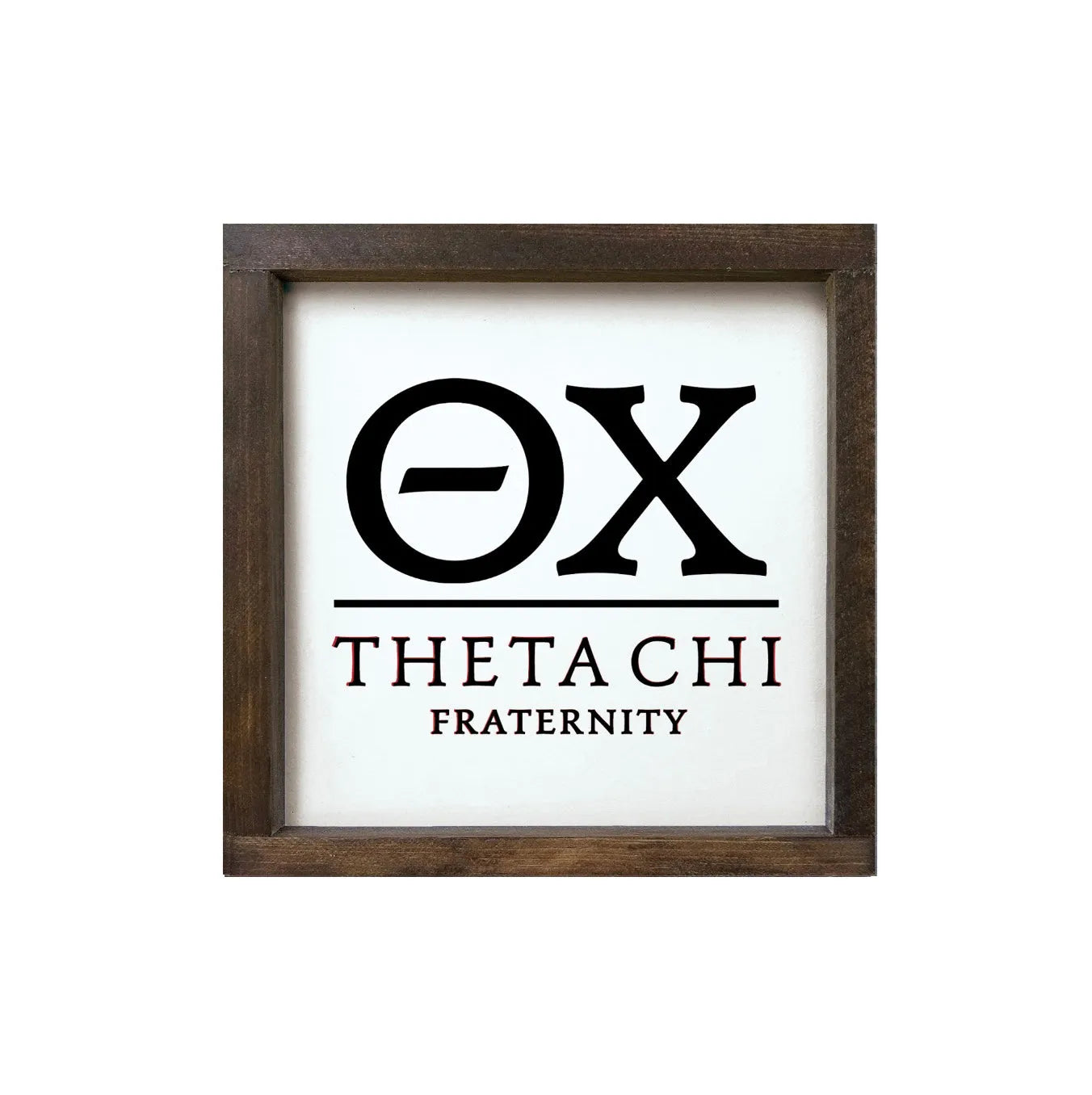 Theta Chi 12x12 Wood Framed Sign Black Walnut Stain Wall Art & Signs