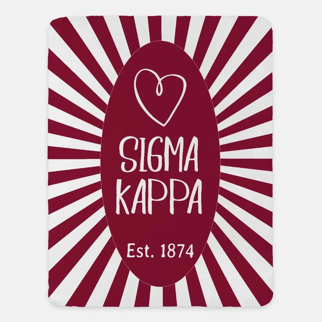 Sigma Kappa XL 60c80 Sherpa Throw Blanket - Maroon Starburst Throw Blankets