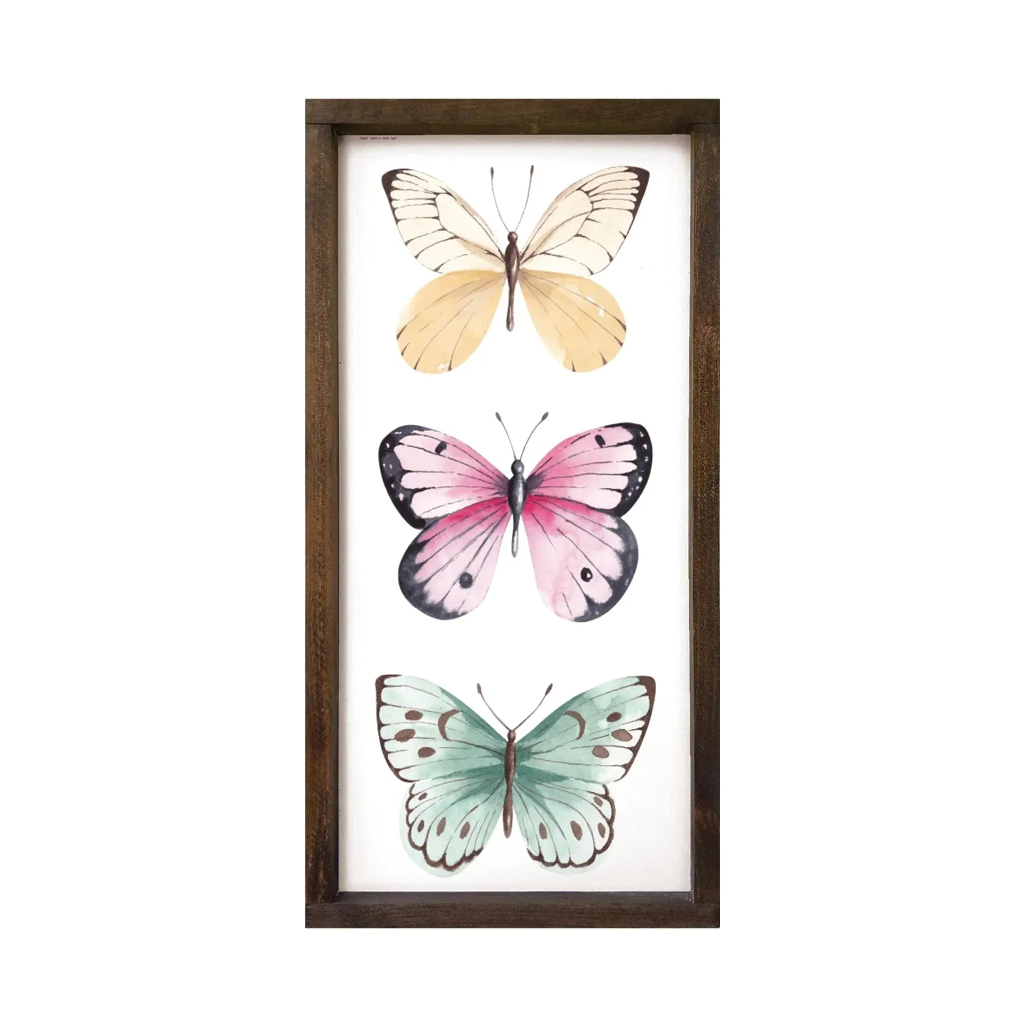 Butterflies Framed Wood Sign 12x24 Walnut Stain Wall Art & Signs
