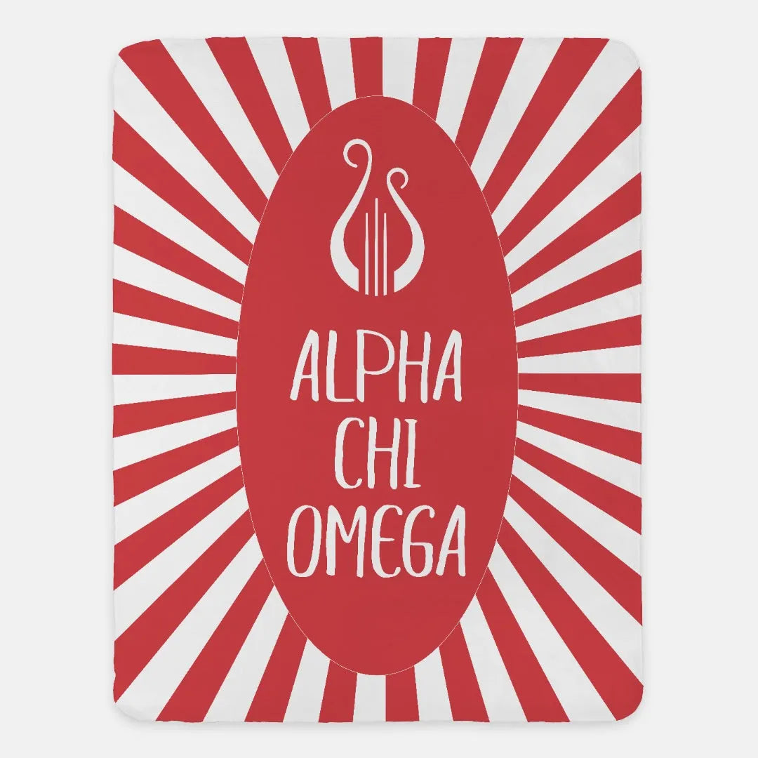 Alpha Chi Omega XL 60x80 Sherpa Throw Blanket - Starburst | AXO Gifts