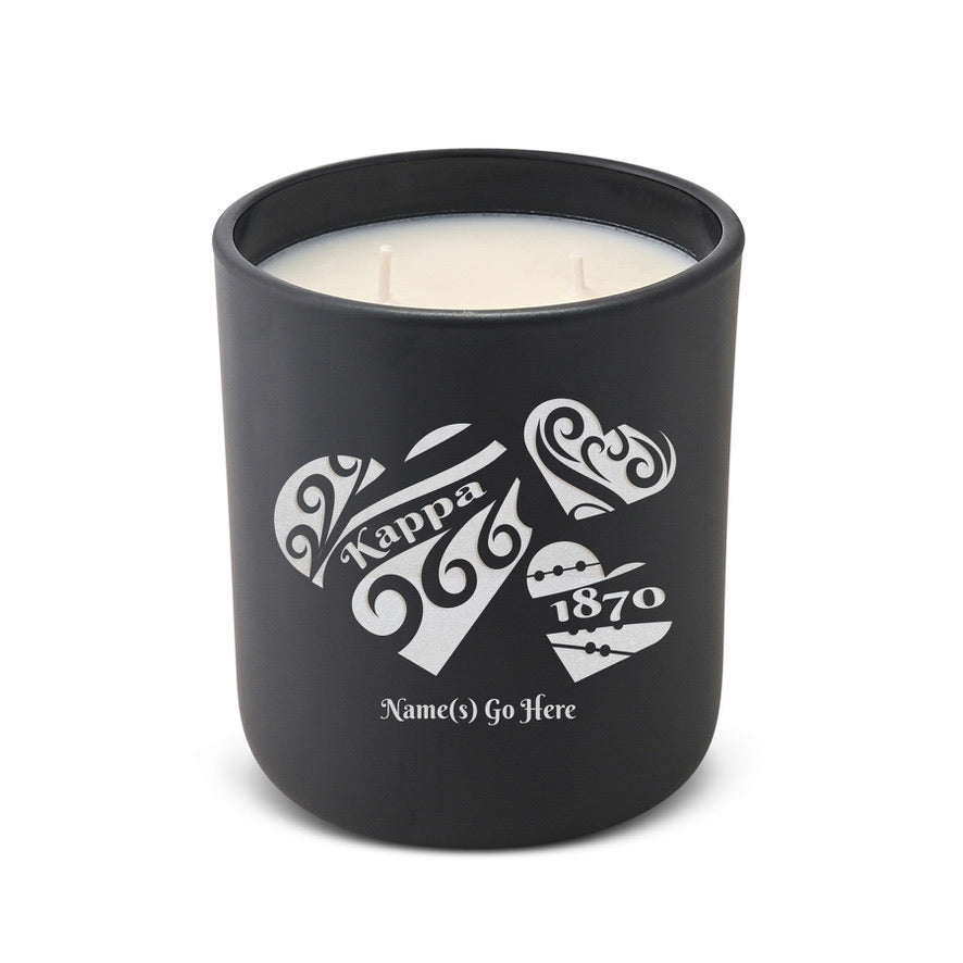 Personalized Kappa Kappa Gamma Engraved Glow Candle 12 oz. - Hearts