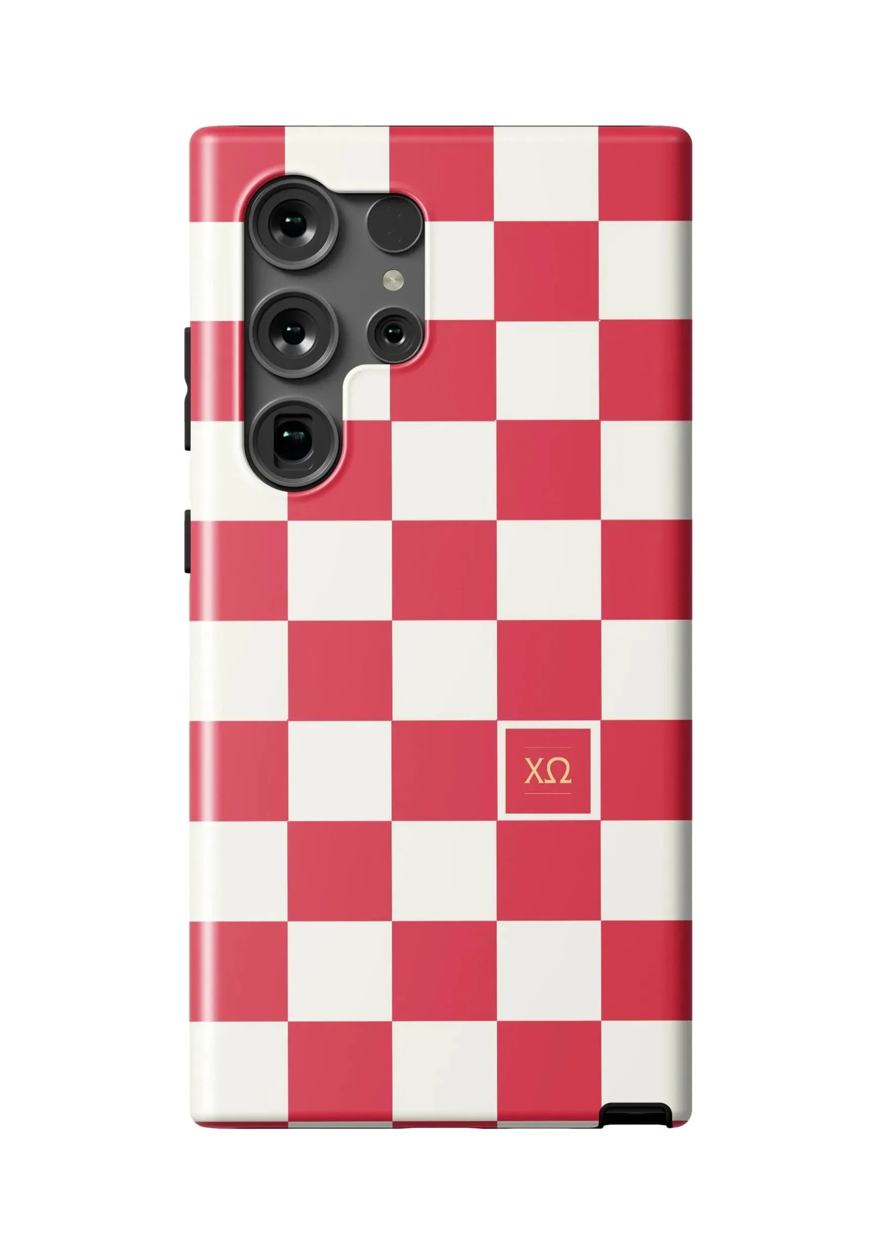 Chi Omega Samsung Galaxy 24, 23 Mobile Phone Case - Red Check Matte Mobile Phone Cases