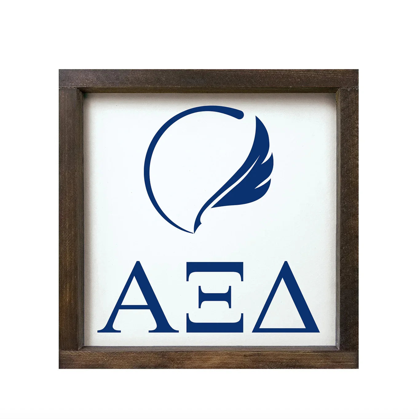 Alpha Xi Delta Blue Quill Framed Sign 12"x12" | AXiD Big Little Gifts