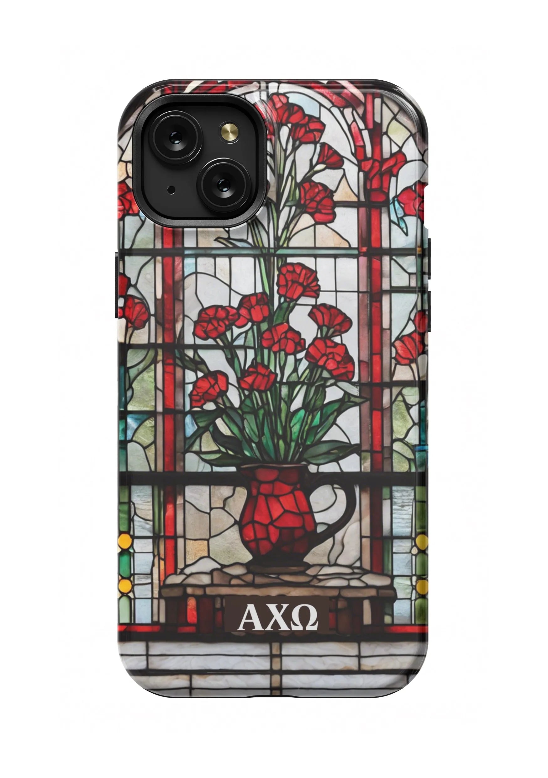 Alpha Chi Omega iPhone 16, 15, 14 Mobile Phone Case - Stained Glass | Festive Fit Home