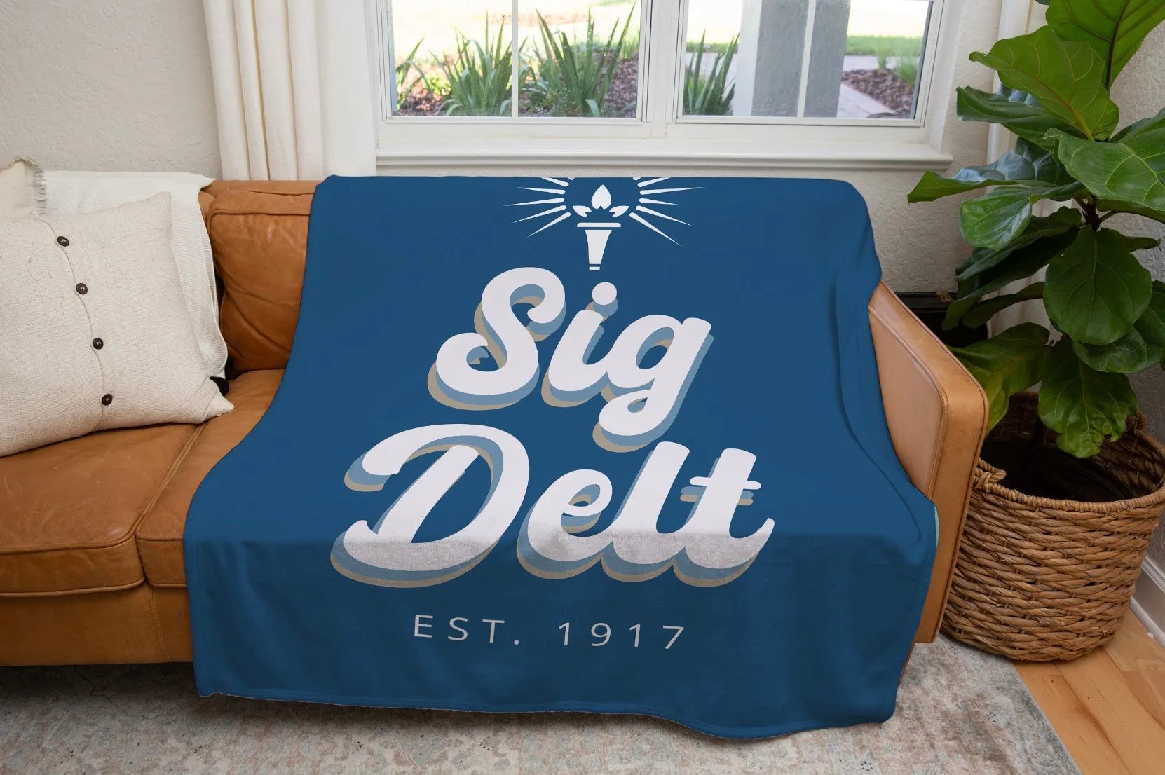  Sig Delt Retro XL 60x80 Sherpa Blanket | Custom Sigma Delta Tau Gifts | Festive Fit Home