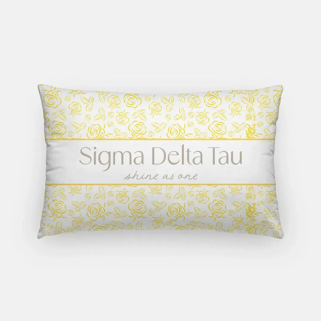 Sigma Delta Tau Lumbar Throw Pillow Cover - Rose Pattern Pillow Covers