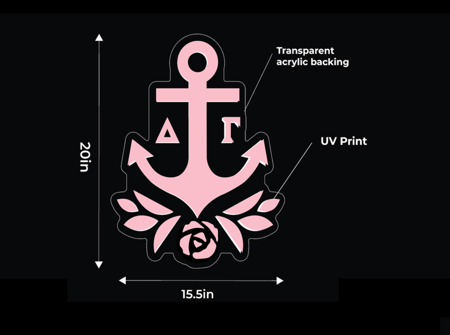 Delta Gamma Heart LED Neon Sign w/ Dimmer | DG Wall Art