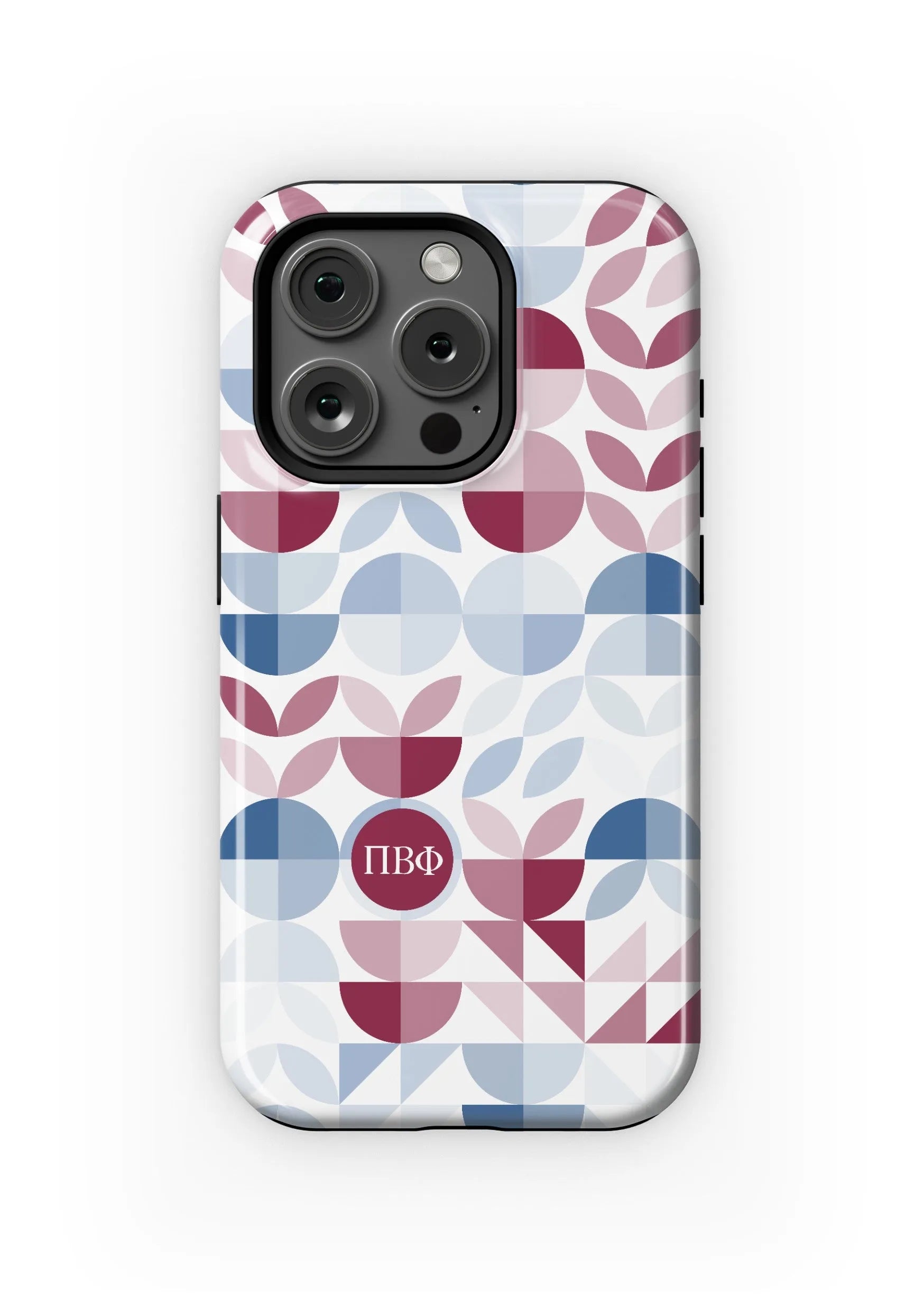 Pi Beta Phi iPhone 16, 15, 14 Mobile Phone Case - Geo Petals Gloss Mobile Phone Cases