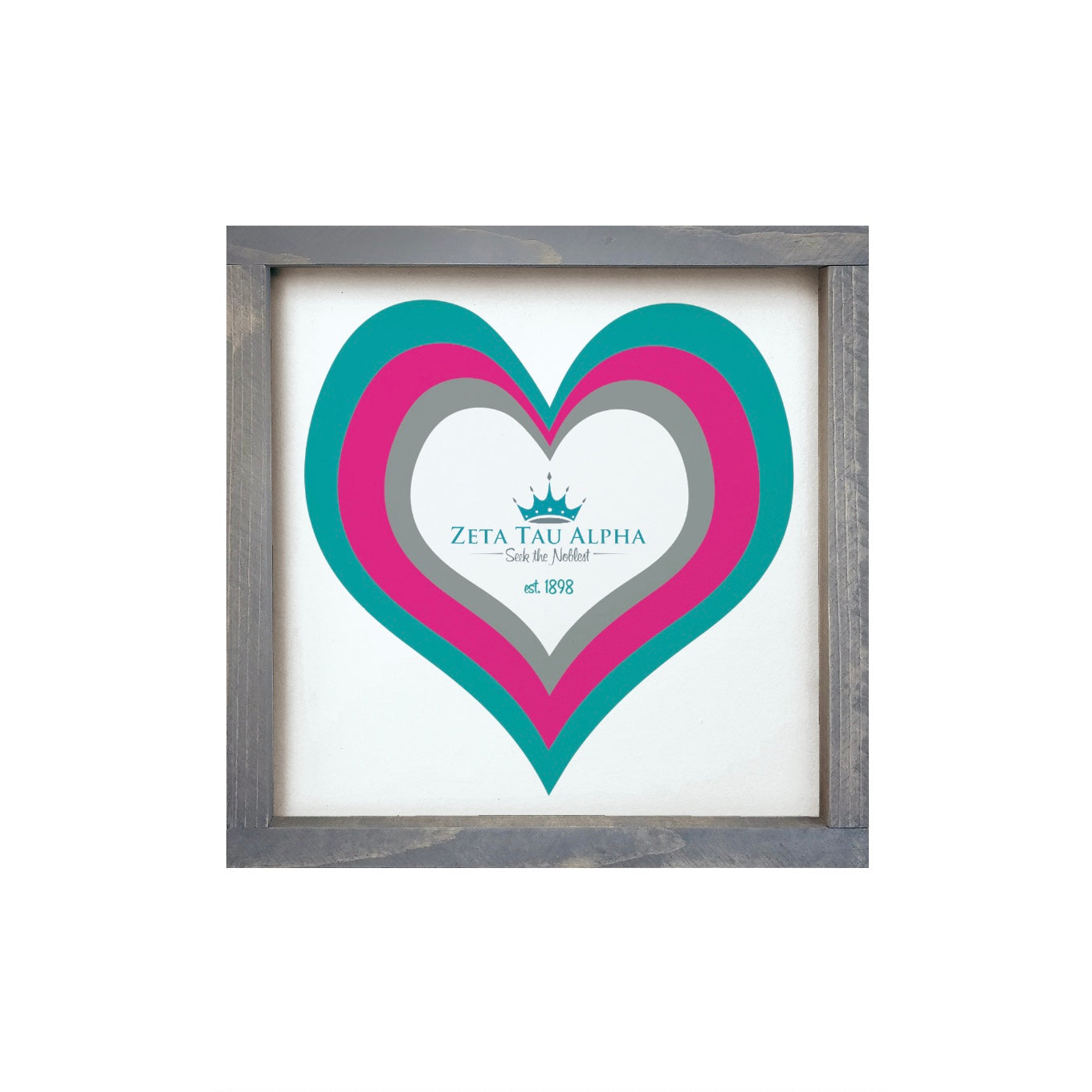 Zeta Tau Alpha 12x12 Wood Framed Sign - Heart | Custom ZTA Gifts