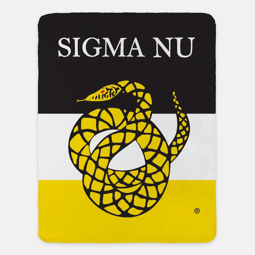 Sigma Nu XL 60x80 Sherpa Throw Blanket - Flag Gold Throw Blankets
