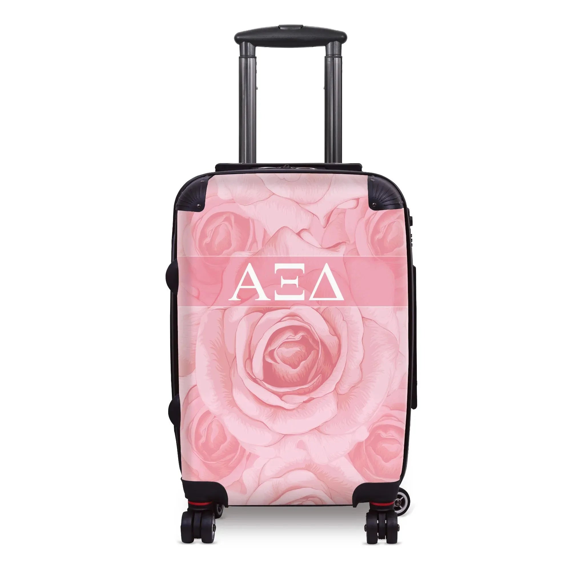 Alpha Xi Delta Carry-on Suitcase - Pink Rose Pattern Light Pink Suitcases